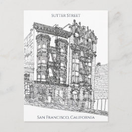 Postal San Francisco, CA | Calle Sutter Dibujo