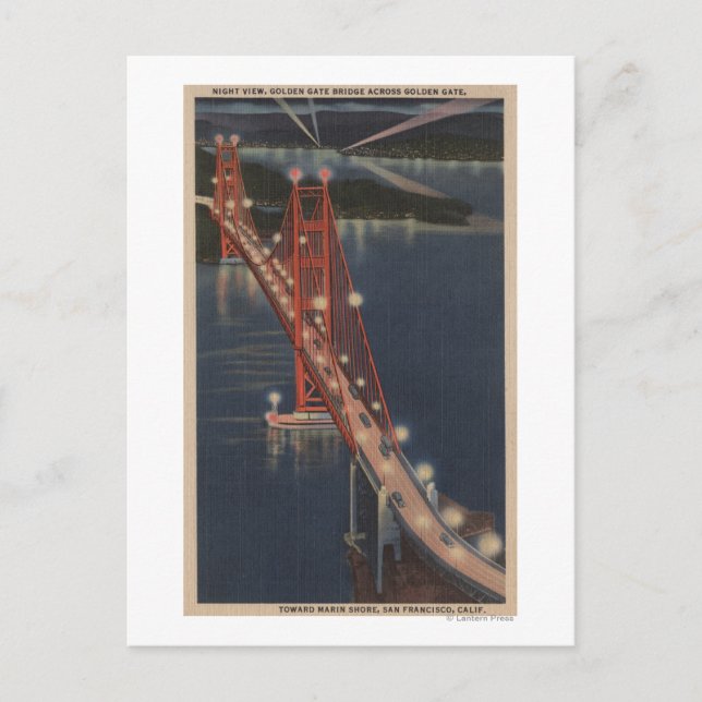 Postal San Francisco, CA - Vista nocturna de la Puerta de (Anverso)