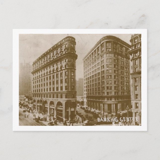 Postal San Francisco, California, centro bancario, 1927 (Anverso)