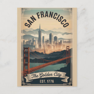 Postal San Francisco California Ciudad Dorada Vintage Ret