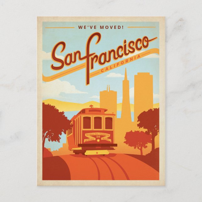 Postal San Francisco, California Trolley | ¡Nos hemos mud (Anverso)