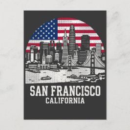 Postal San Francisco City California American Flag