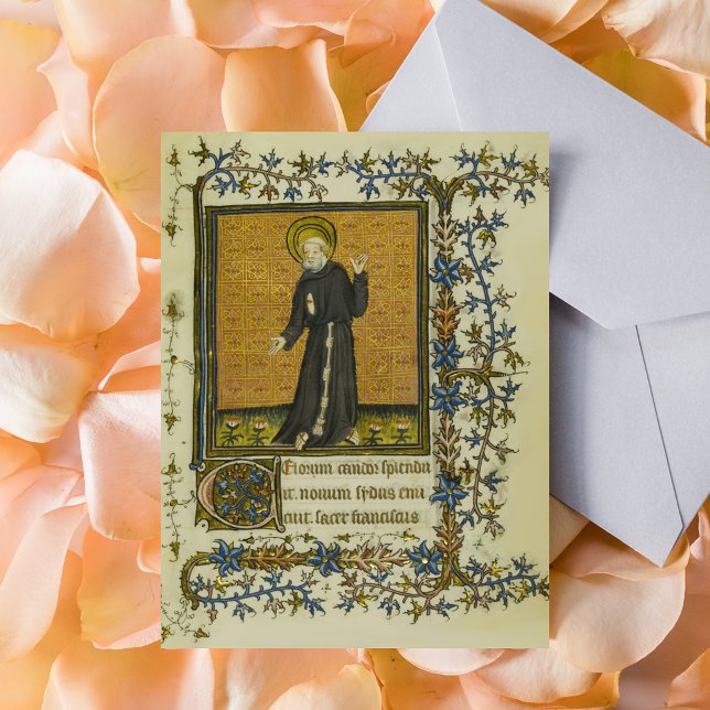 Postal San Francisco de Asís (Saint Francis of Assisi Medieval Manuscript Catholic Christian Postcard)