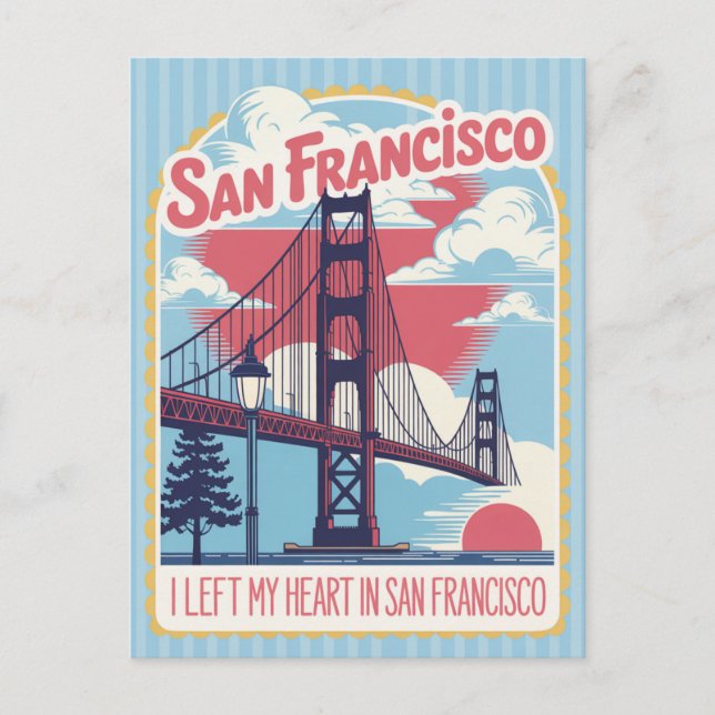 Postal San Francisco "Dejé mi corazón" Puente Golden Gate (Anverso)
