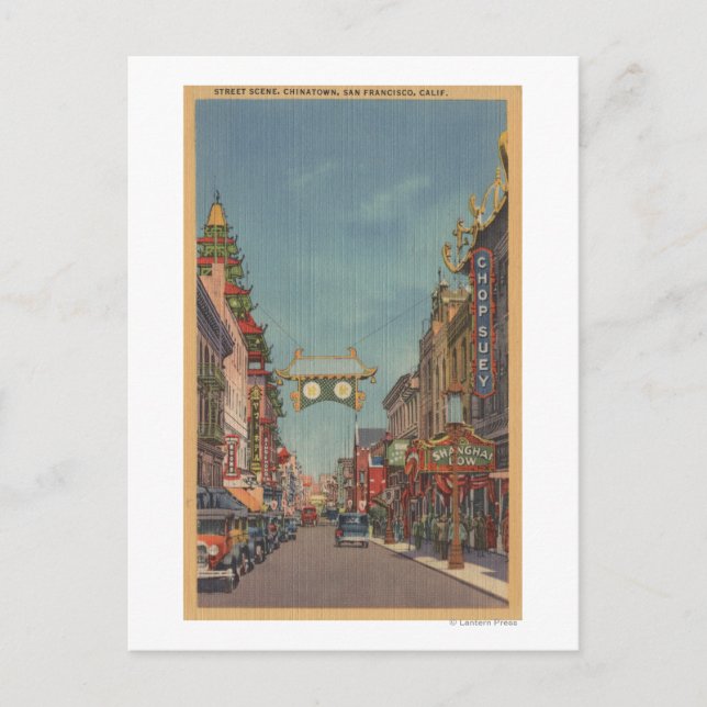 Postal San Francisco, escena de CAStreet en Chinatown (Anverso)