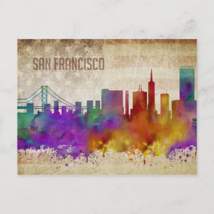 Postal San Francisco, horizonte de la ciudad de la