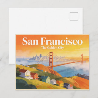 Postal San Francisco La Ciudad Dorada Póster de Viaje Vin