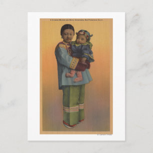 Postal San Francisco, mujer y bebé chinas