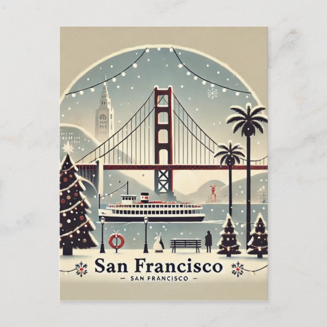 Postal San Francisco Navidad - Puente Golden Gate (Anverso)