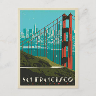 Postal San Francisco   Skyline Golden Gate Bridge