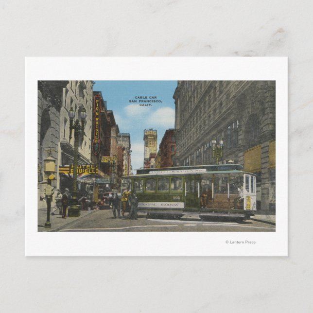 Postal San Francisco, vista de vuelta de auto CACable (Anverso)