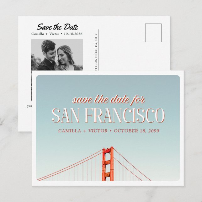 Postal San Francisco Wedding Save the Date Photo Postcard (Anverso / Reverso)