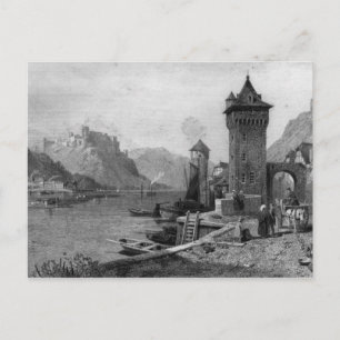Postal San Goar, grabado por J. Outhwaite