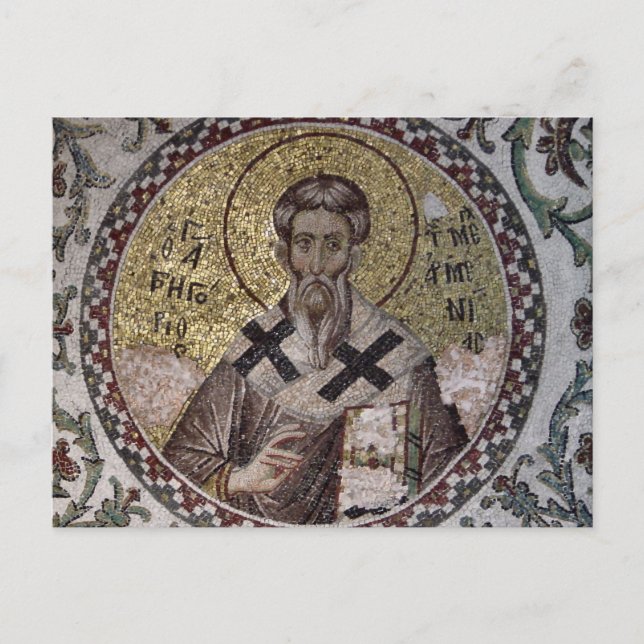 Postal San Gregorio el icono del mosaico bizantino del il (Anverso)
