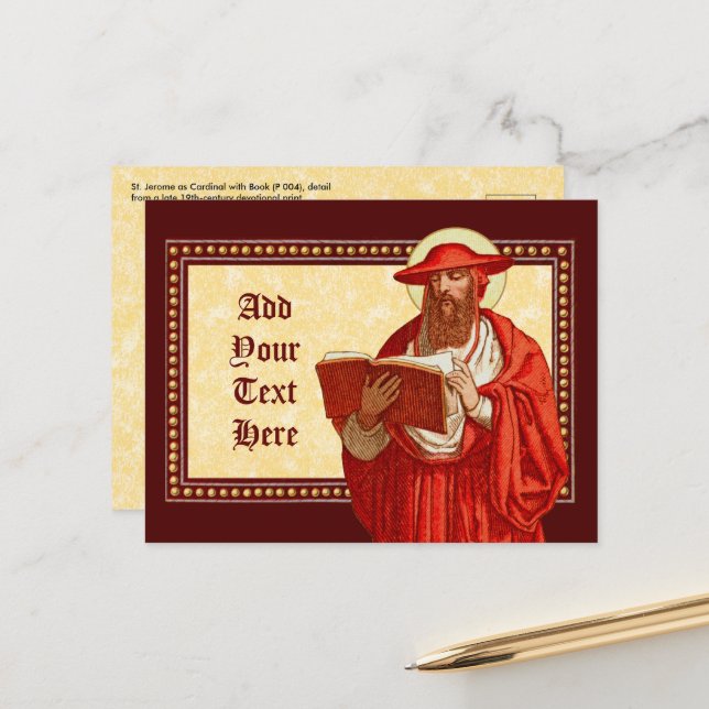 Postal San Jerónimo como cardenal con libro (P 004) (Anverso/Reverso In Situ)