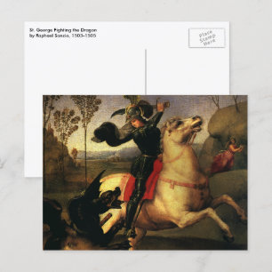 Postal San Jorge luchando contra el dragón por Rafael San