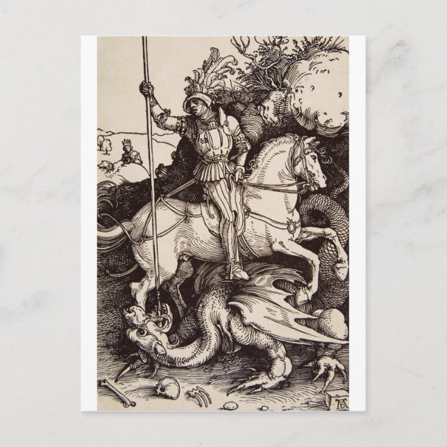 Postal San Jorge y el dragón de Durer (Anverso)