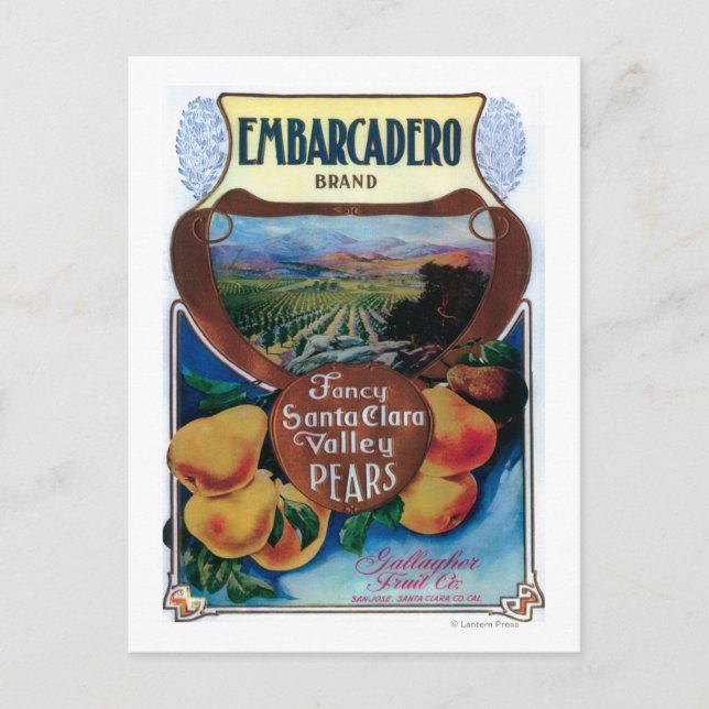 Postal San Jose, etiqueta de la pera de (Anverso)