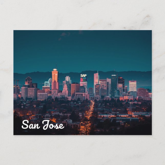 Postal San Jose Skyline Night View (Anverso)