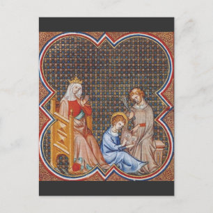 Postal San Luis IX de Francia Patrono de Reyes Arte
