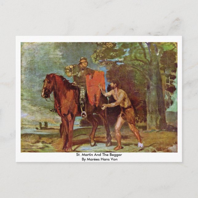 Postal San Martín Y El Mendigo De Marées Hans Von (Anverso)