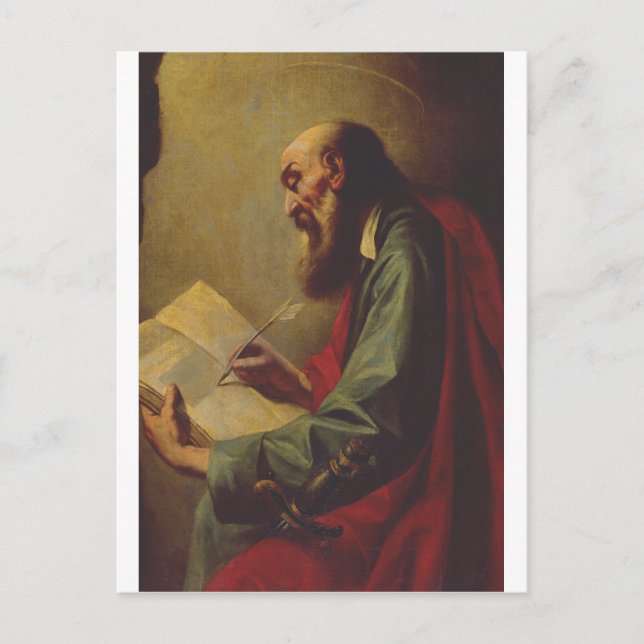 Postal San Pablo el apóstol de Guercino (Anverso)