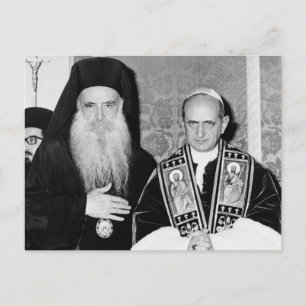 Postal San Papa Pablo VI y el Patriarca Atenagoras