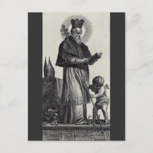 Postal San Patricio Apóstol de Irlanda Arte Monocromo