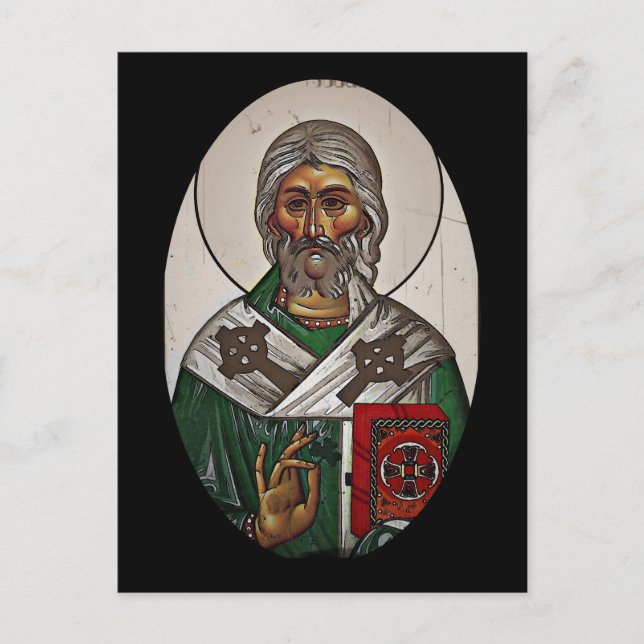 Postal San Patricio con Sagrada Escritura (Anverso)