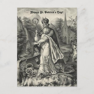 Postal San Patricio de la época persigue serpientes fuera