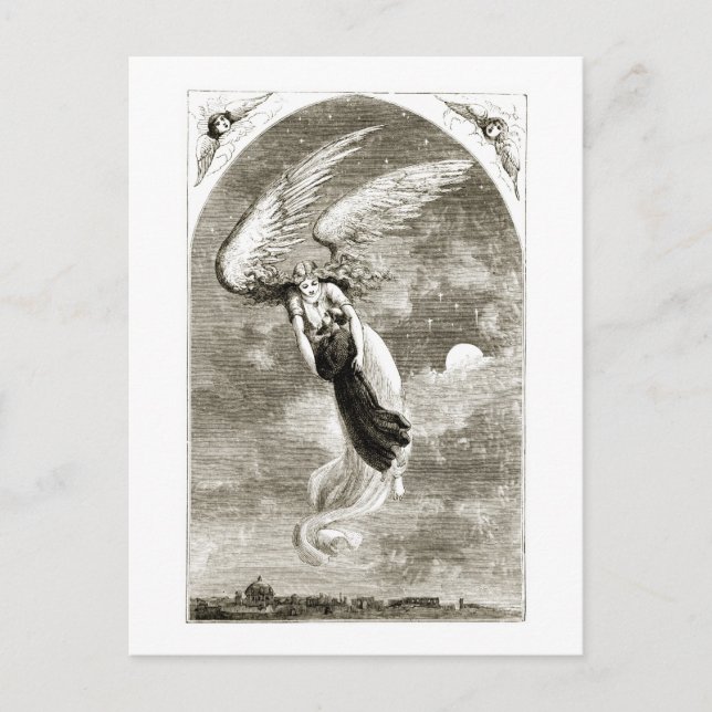 Postal San Patricio llevado a Roma por el ángel, desde 'T (Anverso)