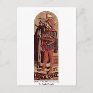 Postal San Pedro Y San Venetiano Por Carlo Crivelli