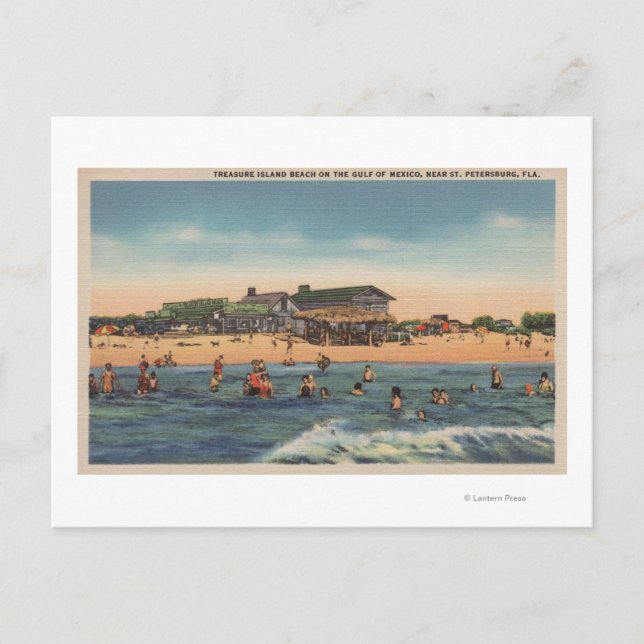 Postal San Petersburgo, FL - Vista de la isla del tesoro (Anverso)