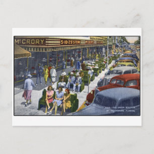 Postal San Petersburgo Florida "Los Bancos Verdes" 1949