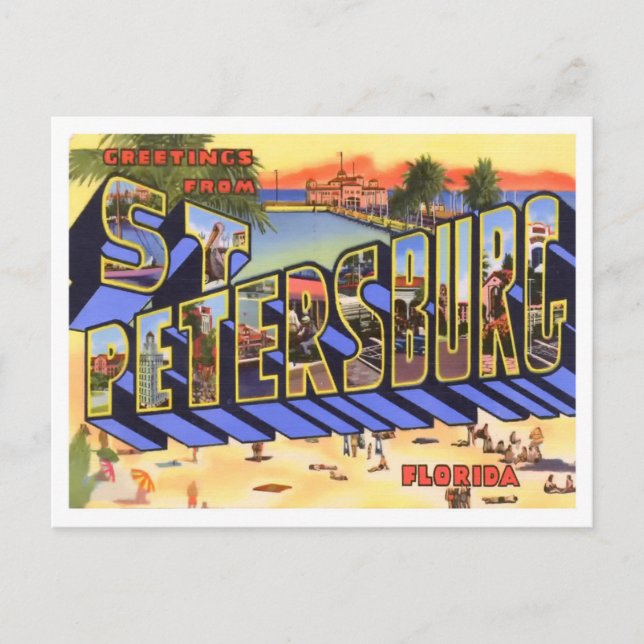 Postal San Petersburgo, Florida Viñetas Grandes (Anverso)
