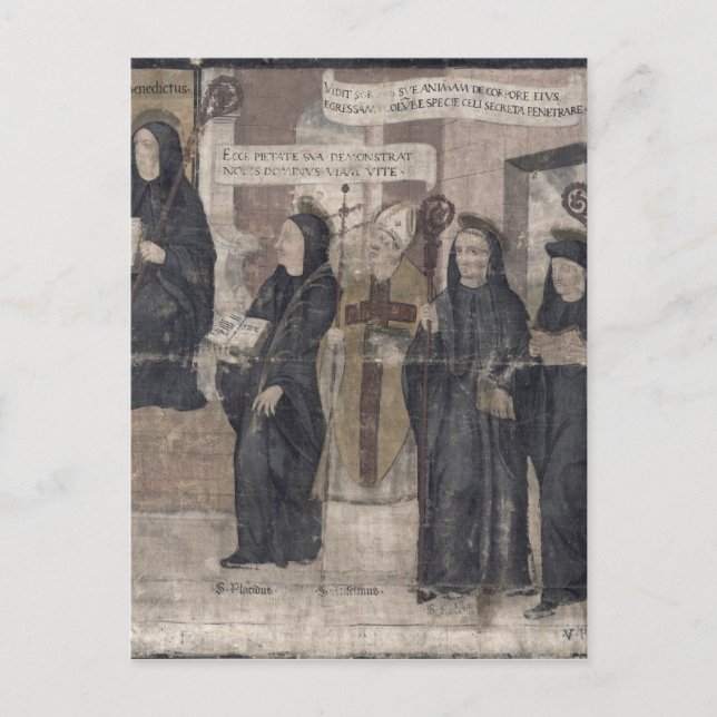 Postal San Robert y varios benedictinos (Anverso)