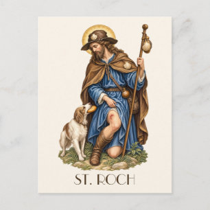 Postal San Roque Rocco Santo Patrón Italiano de los Perro