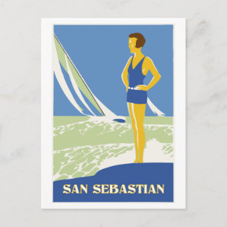 Postal San Sebastian, vector art retro travel