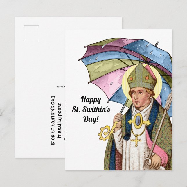 Postal San Swithin con paraguas (Anverso / Reverso)