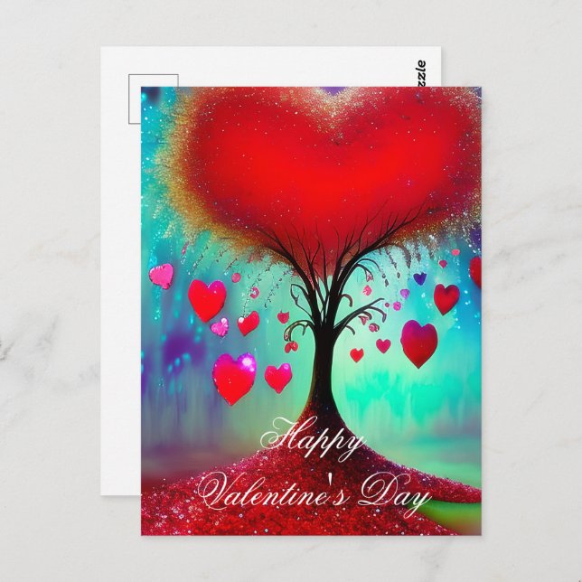 Postal San Valentín de árbol de amor (Anverso / Reverso)