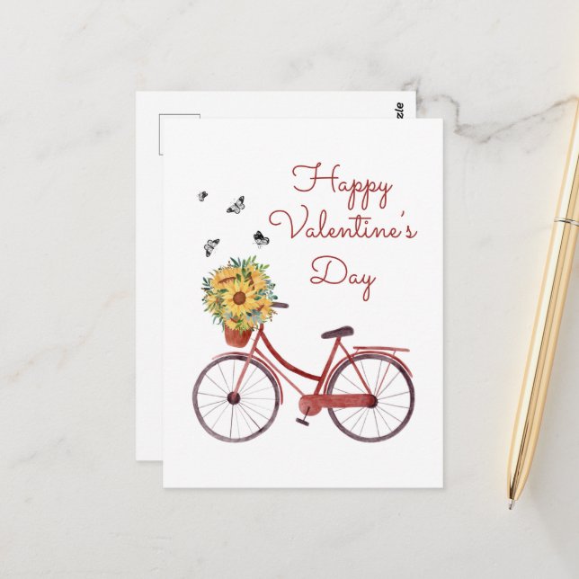 Postal San Valentín de bicicletas rojas (Anverso/Reverso In Situ)