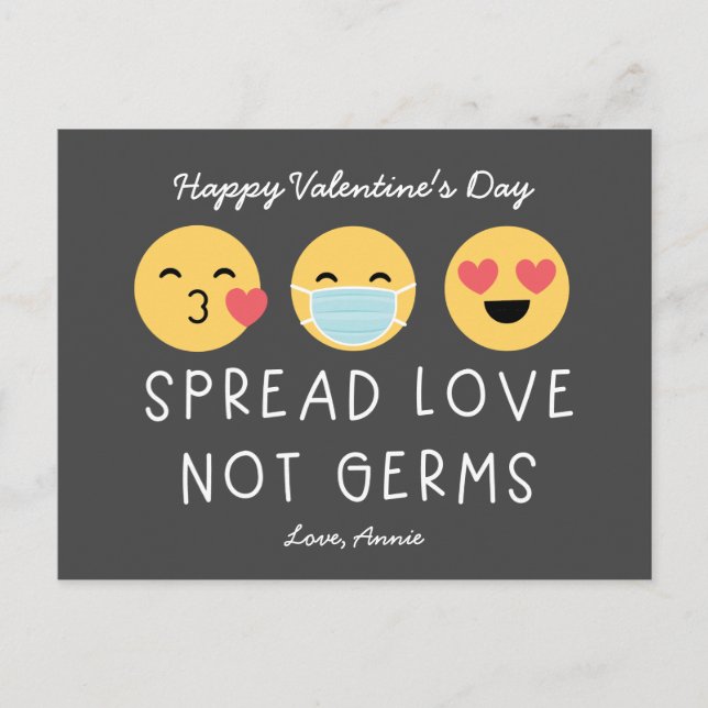 Postal San Valentín de clase de emoji - Gris (Anverso)