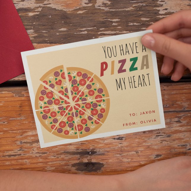 Postal San Valentín de clase 'Tienes una pizza mi corazón (Subido por el creador)