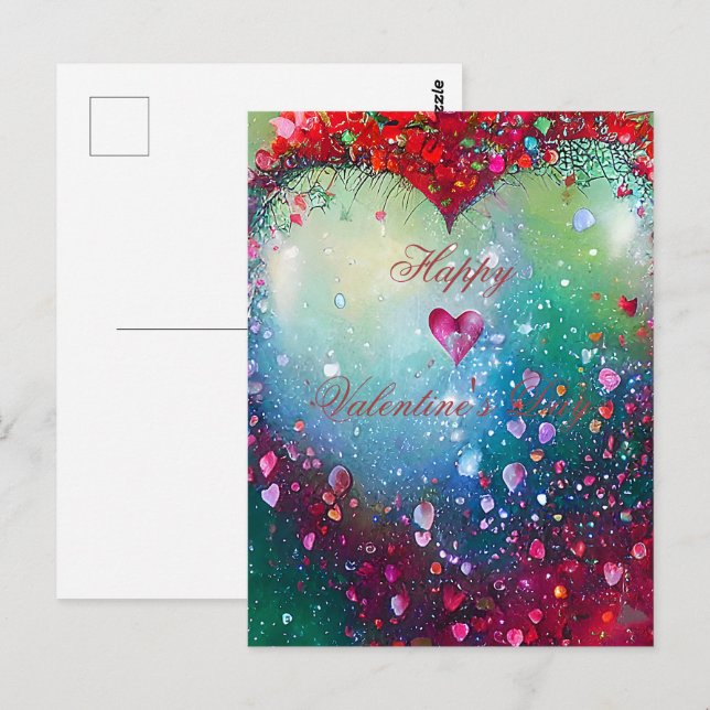 Postal San Valentín de corazón destrozado (Anverso / Reverso)