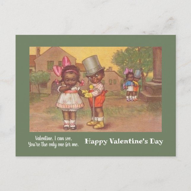 Postal San Valentín de los años 30 de la vieja afroameric (Anverso)
