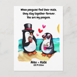 Postal San Valentín de pingüinos 