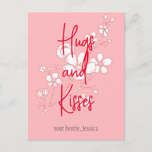 Postal San Valentín rosa simple y elegante, dulce para am (Anverso)