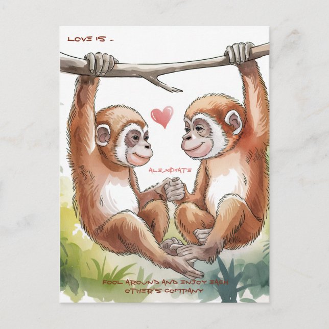 Postal San Valentines Gibbon (Anverso)