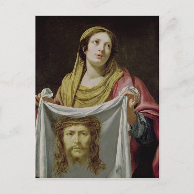 Postal San Verónica sostiene el santo velo (Anverso)