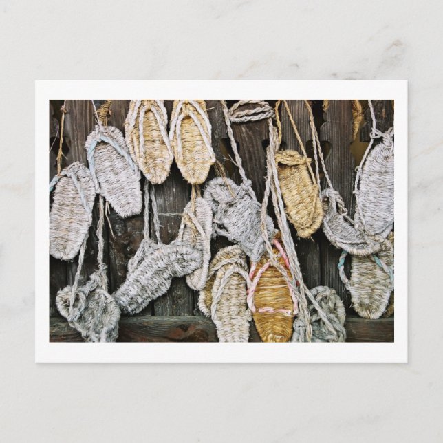 Postal Sandalias tradicionales de paja: Saijo, Japón (Anverso)